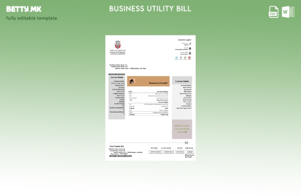 Модерен стил Шаблон за деловна сметка за комунални услуги на општина Емирати Абу